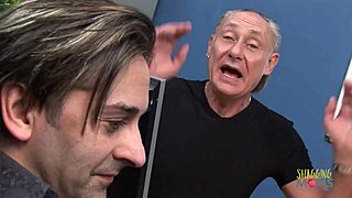 dolled up blonde arrives for casting, then gets fucked by two older men in a threesome