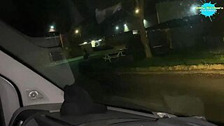 Hey, cracky gave a ride and flashed her wet pussy outdoors.