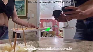 Watching the Brazilian Game with My Friend.