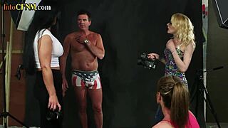 femdom milfs participate in group photoshoot with clothed models and oral sessions