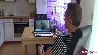 Stepsister catches brother and joins in for anal fun. She helps with the rough fucking in german taboo roleplay.