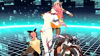 Four girls sing and undress in mmd animation