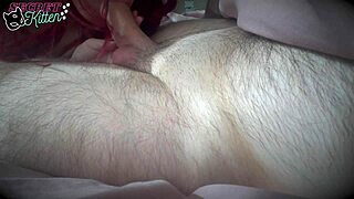 Redhead in red lingerie sucked him hard in bed!  