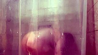 Hidden Camera Catches BBW Masturbating in Wet Shower Scene!