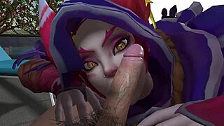 xayah deepthroats in 3d league parody