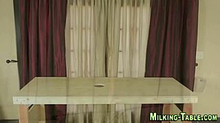 brunette sucks cock in gloryhole