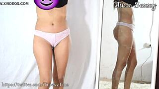 Latina in lingerie shows off her big ass online.