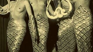 vintage showgirls undressing in retro striptease