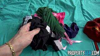 Tiny 18+ babe caught roommate sniffing her panties