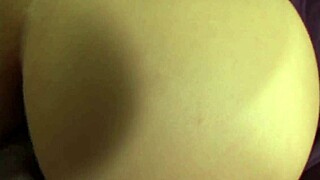 horny brunette babe strips nude for interracial blowjob and creampie