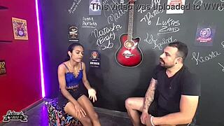 Pansexual nymphette rides hard in Lukas Zaad's bar interview scene