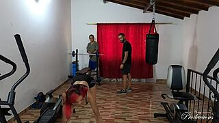 lucky guys have rough sex with new latina girl at gym