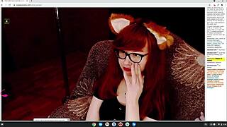 Little cosplay fox plays on webcam for tips.