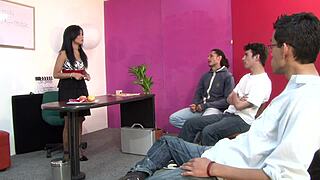 Horny Teacher Feels Passion Sucking Students' Cocks in Intense Blowjob