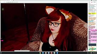 Little cosplay fox plays on webcam for tips.