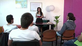 Horny Teacher Feels Passion Sucking Students' Cocks in Intense Blowjob