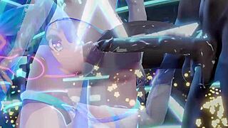 Miku performs a deepthroat concert with a big black cock