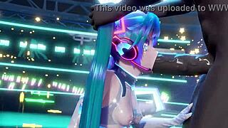 Miku performs a deepthroat concert with a big black cock