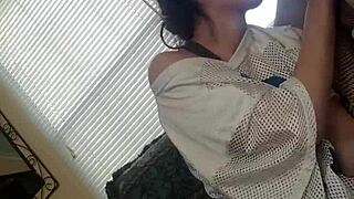 petite brunette wife bent over wearing my jersey