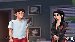 asian girl in summertimesaga gets crazy sex and blowjob