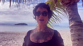 Outdoor Shibari with a busty woman