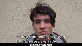 This hottest latin twink sucks and gets bareback facial cumshot from older stud in reality