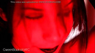 Brazilian vampire in cosplay striptease undresses, ripping clothes for halloween fun.