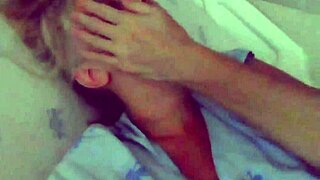 Blonde milf waits for doctor at hospital, pussy dripping wet in patient role