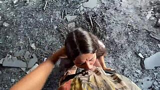 Caught a sneaky bitch in old factory getting ass fucked hard