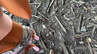 Caught a sneaky bitch in old factory getting ass fucked hard