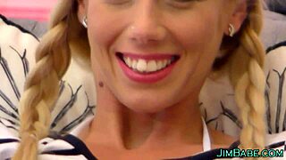 Watch This POV Blowjob! Blonde Teen 18+ Sucks Old English Cock In Stockings!