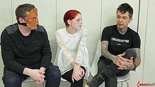 bound whore deepthroats and gets toyed in anal bondage session