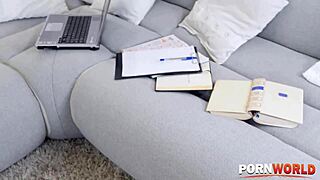 Insatiable college chicks seduce buddy into hot anal threesome