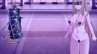 in this hentai, the blonde teen gets creampied in missionary by the excited guy after magic shrinks her.