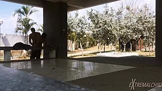 Hey, those twinks are fucking near the football field with friends playing