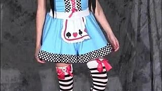 Raven Rae performs a costume strip tease on stage