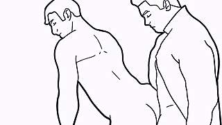 Black and white animated gay story featuring colombian twink in bareback scene part 2