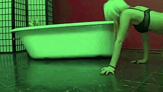 busty blonde babe rebecca blue nude solo in bathtub relaxing