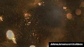 jelena jensen, with her busty jingle boobs, rocks those candy canes in her cunt.