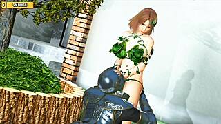 hentai 3d babe rides big cock in garden with green fairy