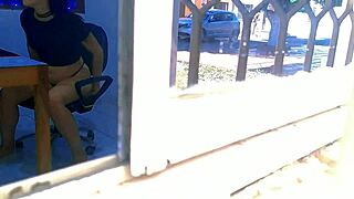 Amateur homemade video of a horny neighbor watching porn and fingering herself