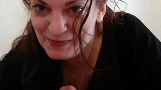 raven gives blowjob and jerks off