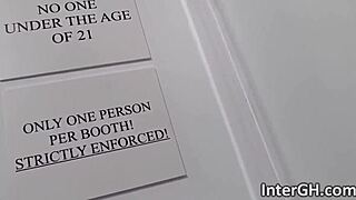 Ebony teen presses ass against glory hole for cock