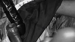 Young Ebony Babe Stuffing Her Pussy With Huge Dildos