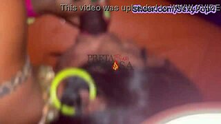 The greedy teen does deep throat on a thick cock