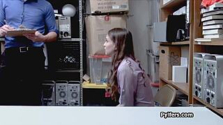 security footage shows guard banging perky thief on hidden cam.