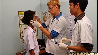 asian patient gets doggystyled in asshole during threesome with doctor