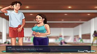Busty milf teaches steamy gym lesson in Summertime Saga