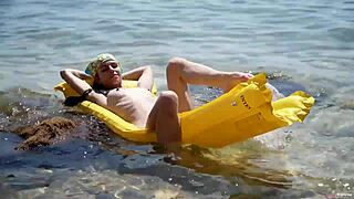 sirena enjoys a solo activity at the beach, exploring her body to find release