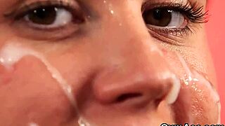 Slutty Doll Gets Cumshot On Her Face Sucking All The Love Juice!